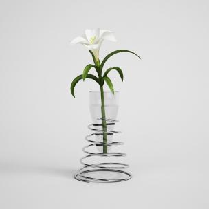 金属弹簧支架花瓶、百合花