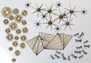 金属花瓣、星星、蜻蜓墙饰、挂件组合
