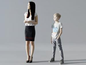 观看的女人和孩子 人物 儿童