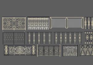 欧式铁艺套色雕花栏杆护栏