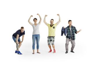庆祝胜利成功、惊喜中的多人人物