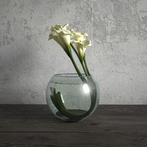 马蹄莲玻璃花瓶花卉