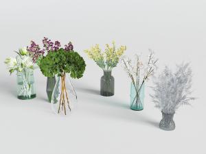 彩色玻璃花瓶水生植物花卉