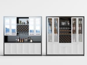 新中式灰色和白色餐边柜、酒柜