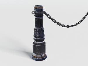 欧式复古雕花带铁链的栏杆