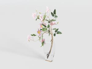 四边形圆肚玻璃花瓶花卉