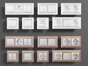 现代玫瑰金、白色开关插座