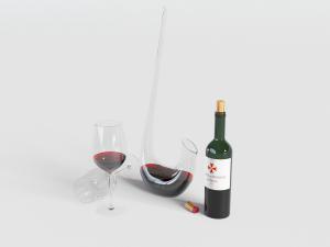 葡萄酒、红酒、酒杯和瓶子