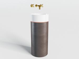 新中式圆柱洗手盆、水龙头