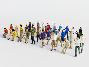 走路、坐着的和说话的人群