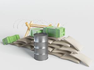 油桶弹药箱沙袋拦护铁丝网