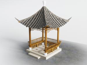 中式公园尖顶亭子