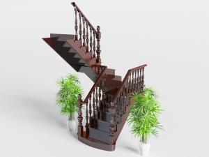 欧式实木雕花栏杆转角楼梯
