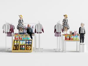 现代服装店童装模特和展示柜