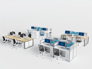 现代屏风卡座四人工作位办公桌椅组合