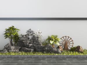 中式石头花草景观园艺小品