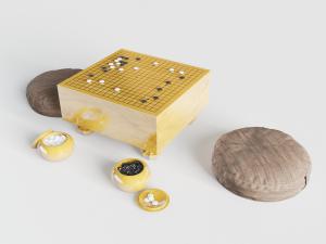中式围棋盘、围棋子和坐垫