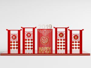 中式新春佳节陈列摆设展示台