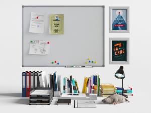 现代书桌书籍书本办公文具综合