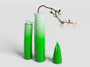 中式竹笋竹节造型的花瓶花卉