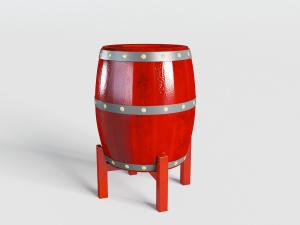 中式红色的木质酒桶