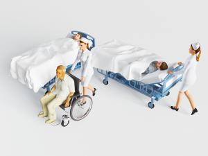 现代医院病床上的患者医生