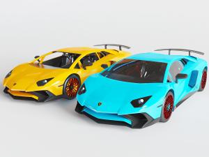 现代黄色蓝色跑车汽车