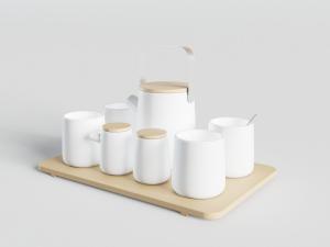 现代白色陶瓷茶具杯子