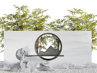 中式花坛牧童黄牛雕塑园艺小品