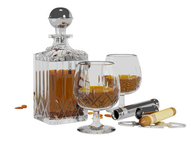 欧式瓶装香槟高脚杯雪茄烟酒瓶酒杯