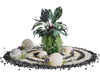 现代石头花植景观园艺小品