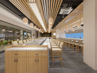 新中式饭店餐馆就餐区