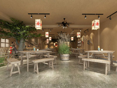 中式民宿饭店餐馆就餐区
