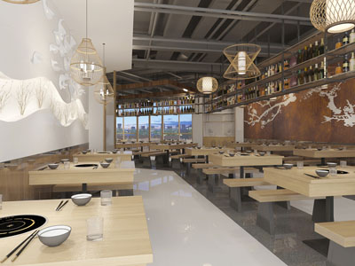 新中式饭店餐馆火锅店就餐区