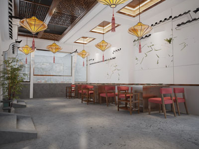 新中式饭店餐馆就餐区火锅店