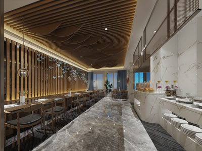 新中式饭店餐馆就餐区