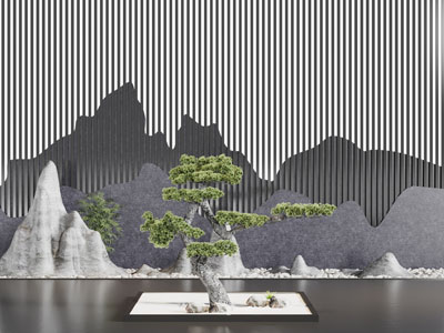 新中式松树山脉景观园艺小品