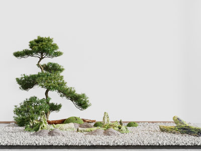 中式松树石头景观园艺小品