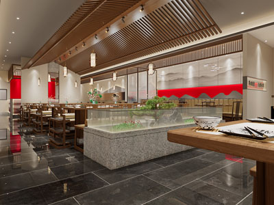 新中式饭店餐馆就餐区
