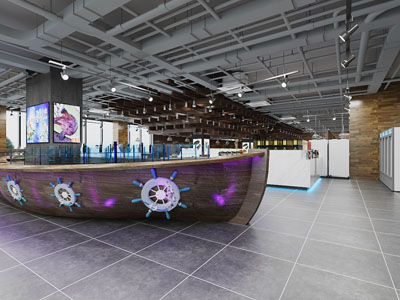 工业loft海鲜展柜生鲜店