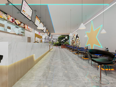 后现代饭店餐馆就餐区