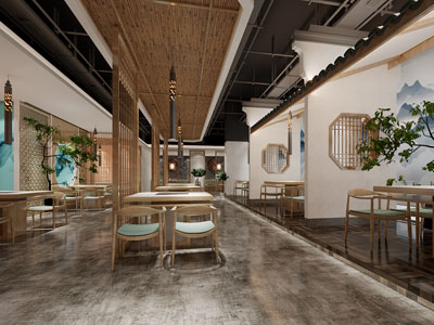 新中式饭店餐馆就餐区