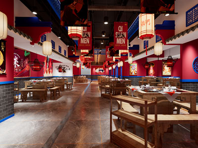 中式饭店餐馆就餐区、火锅店