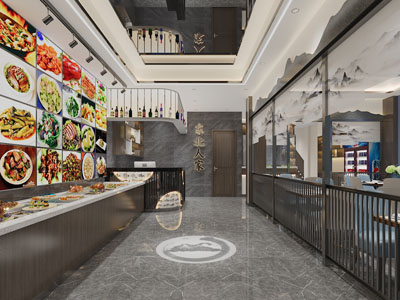 新中式饭店餐馆就餐区