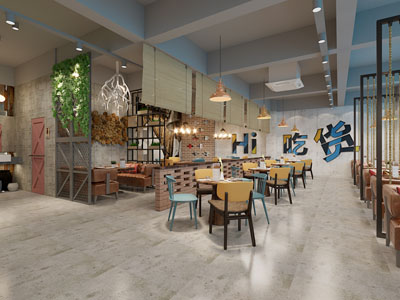 工业loft饭店餐馆就餐区