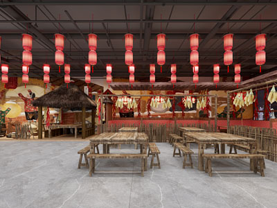 现代民宿饭店餐馆就餐区
