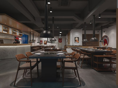现代饭店餐馆火锅店就餐区