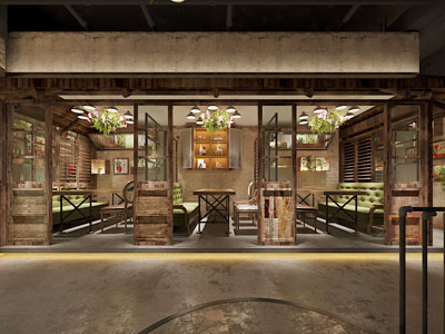 工业loft饭店餐馆就餐区