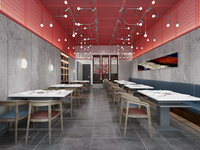 新中式饭店餐馆就餐区