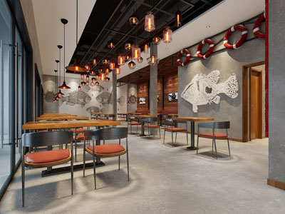 工业loft饭店餐馆就餐区